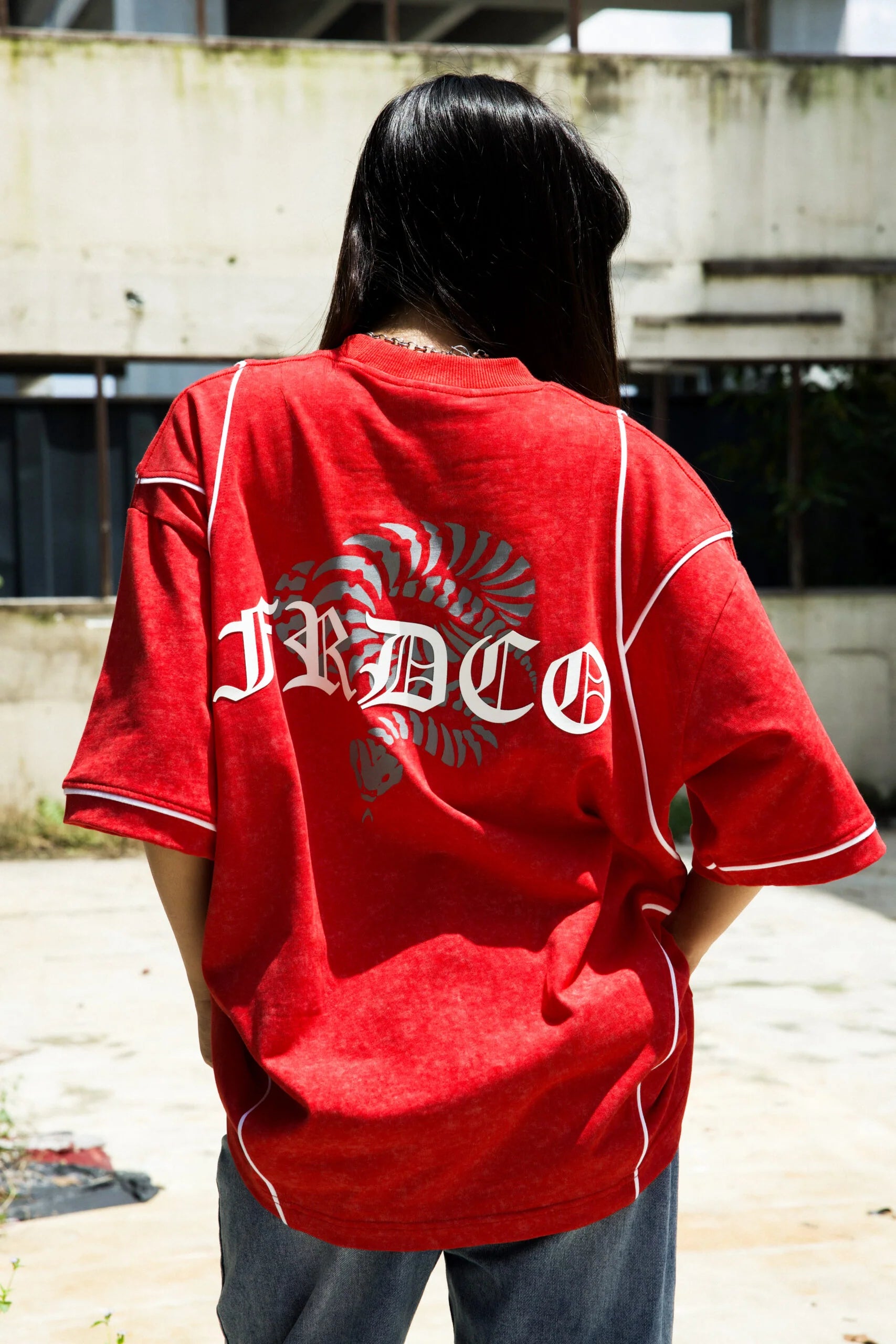 Stoned Snake Bone Washed Tee Red