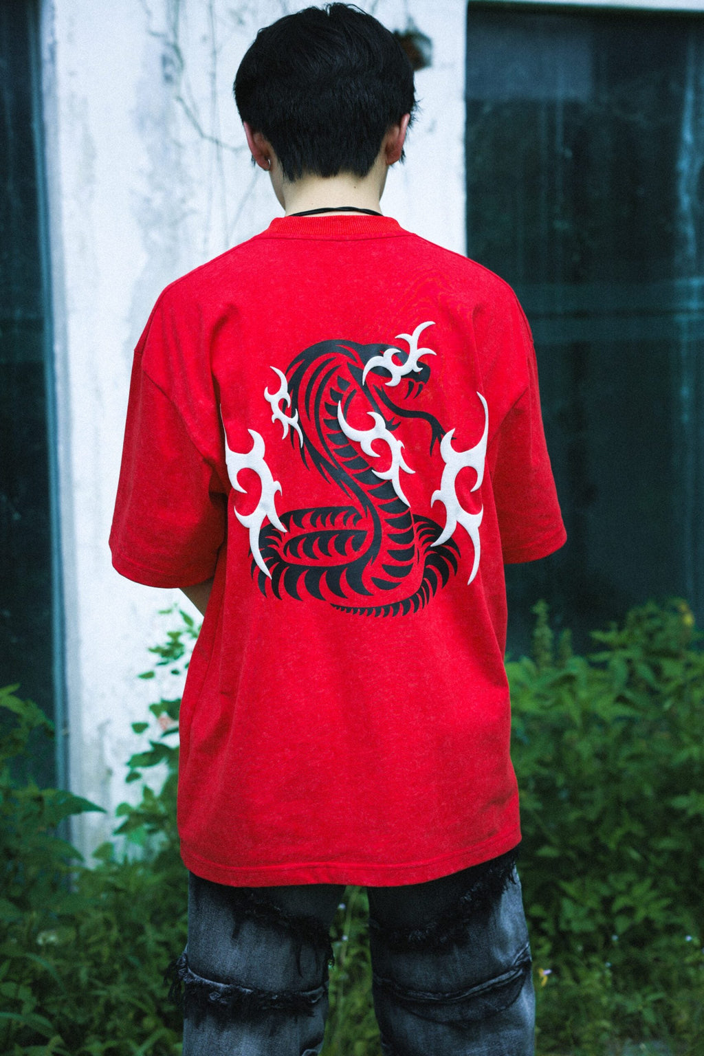 Razer Embossed Snake Washed Tee Red