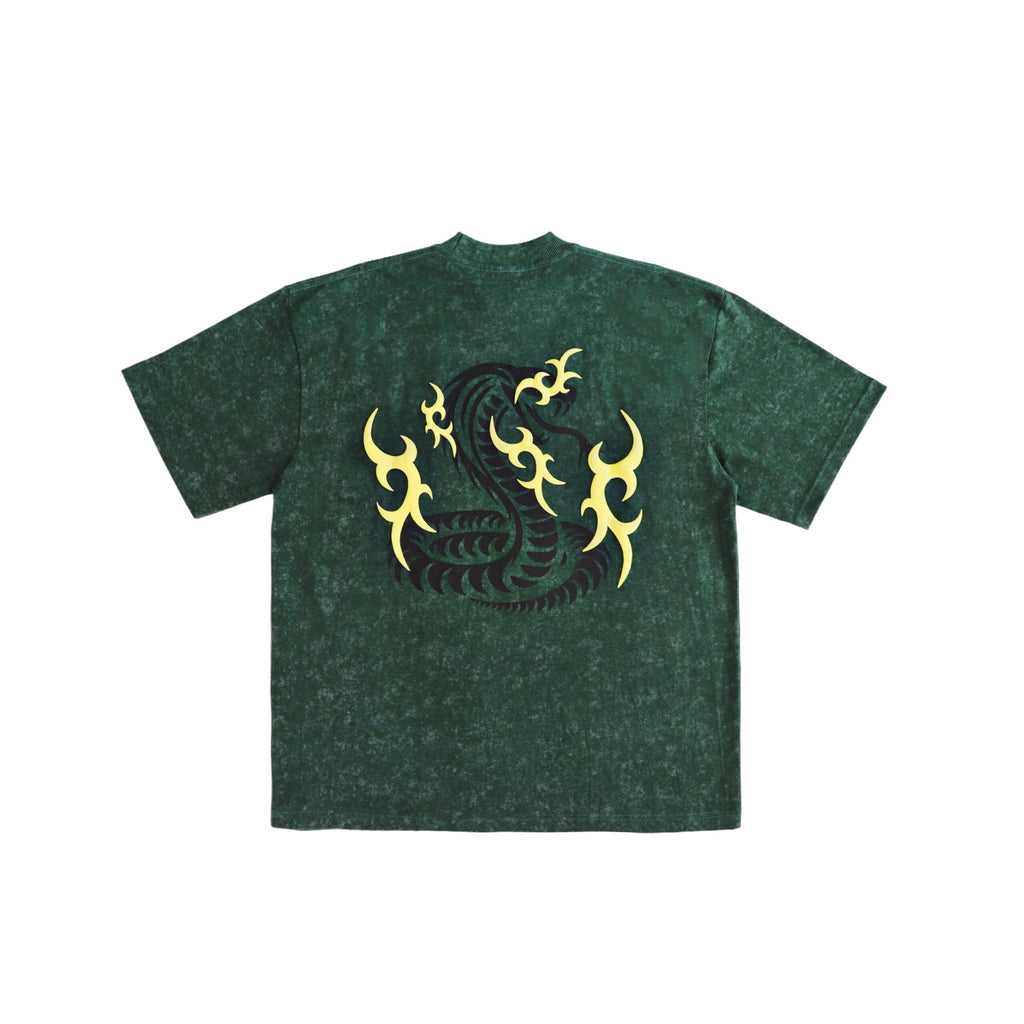 Razer Embossed Snake Washed Tee Green