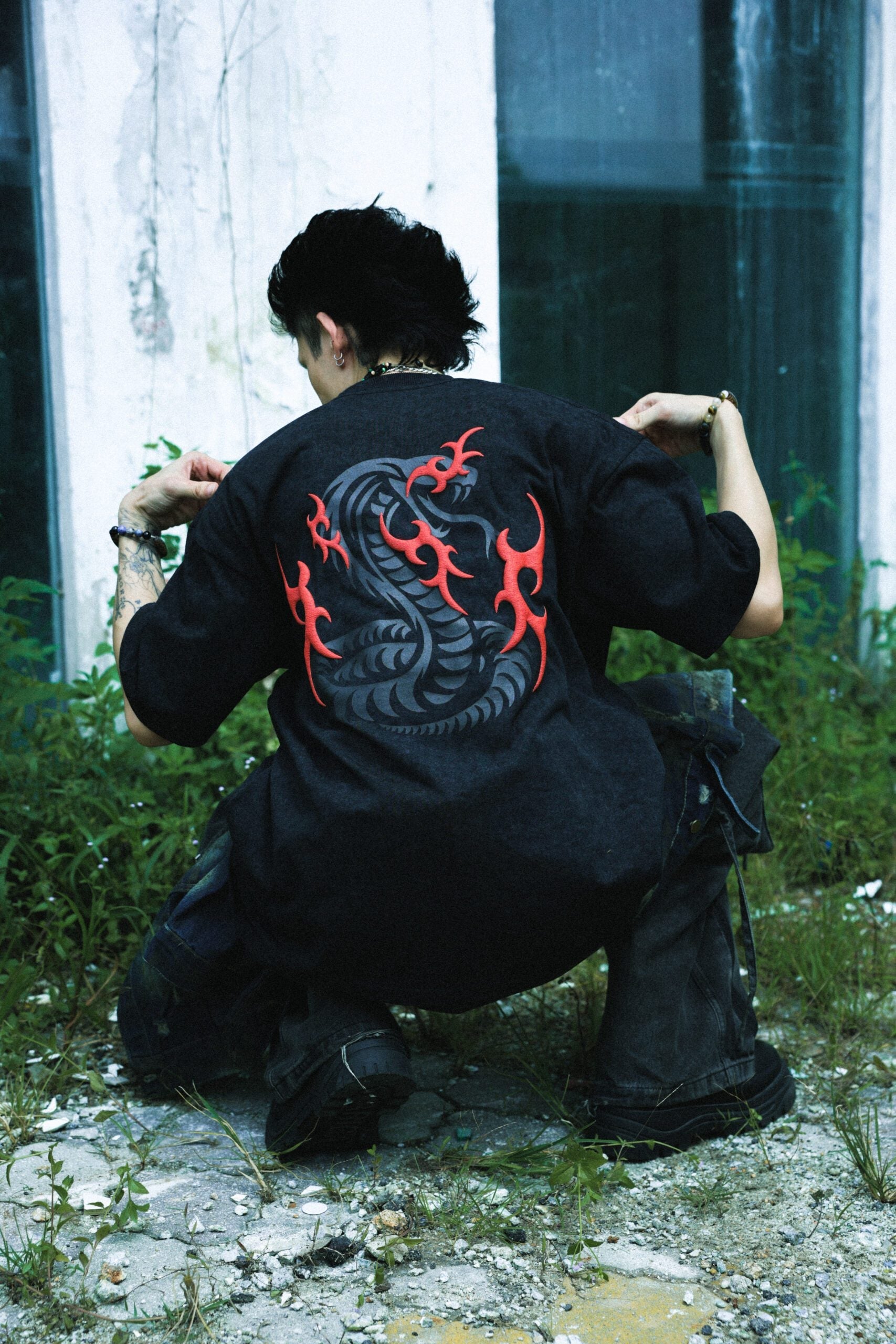 Razer Embossed Snake Washed Tee Black