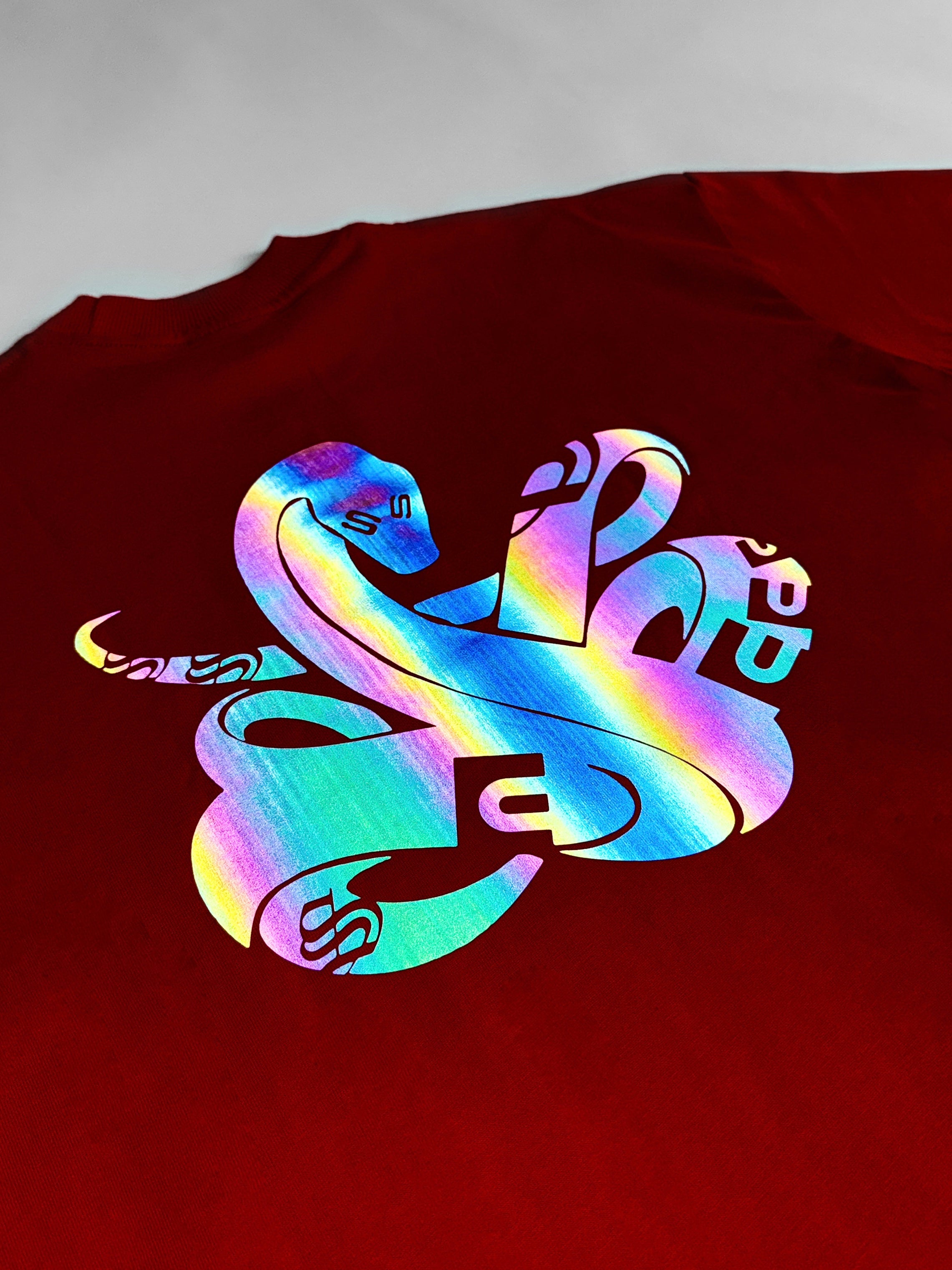 Triple S : Rainbow Reflective Snake Tee Red