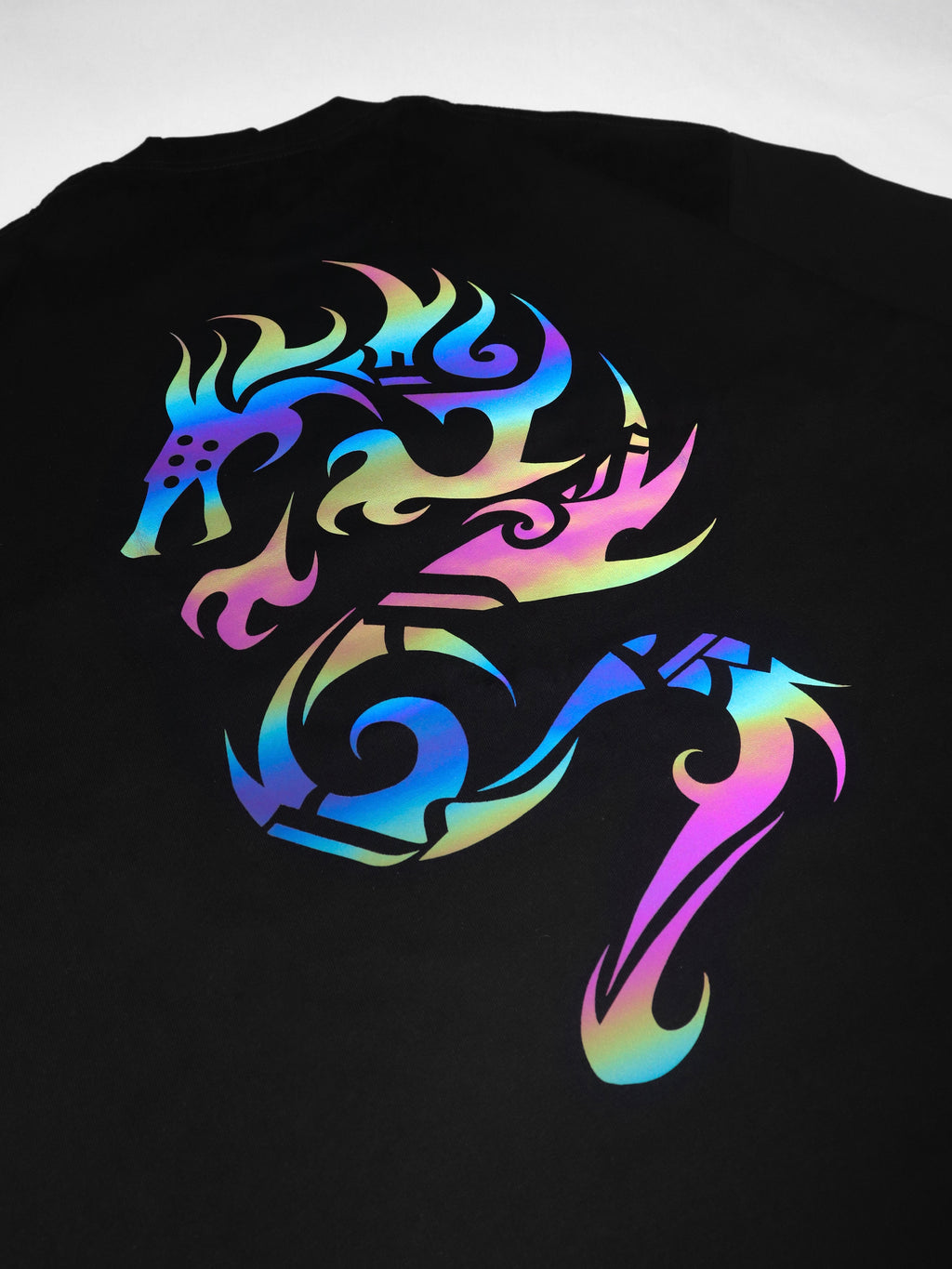 Rainbow Reflective Dragon Aura Tee Black