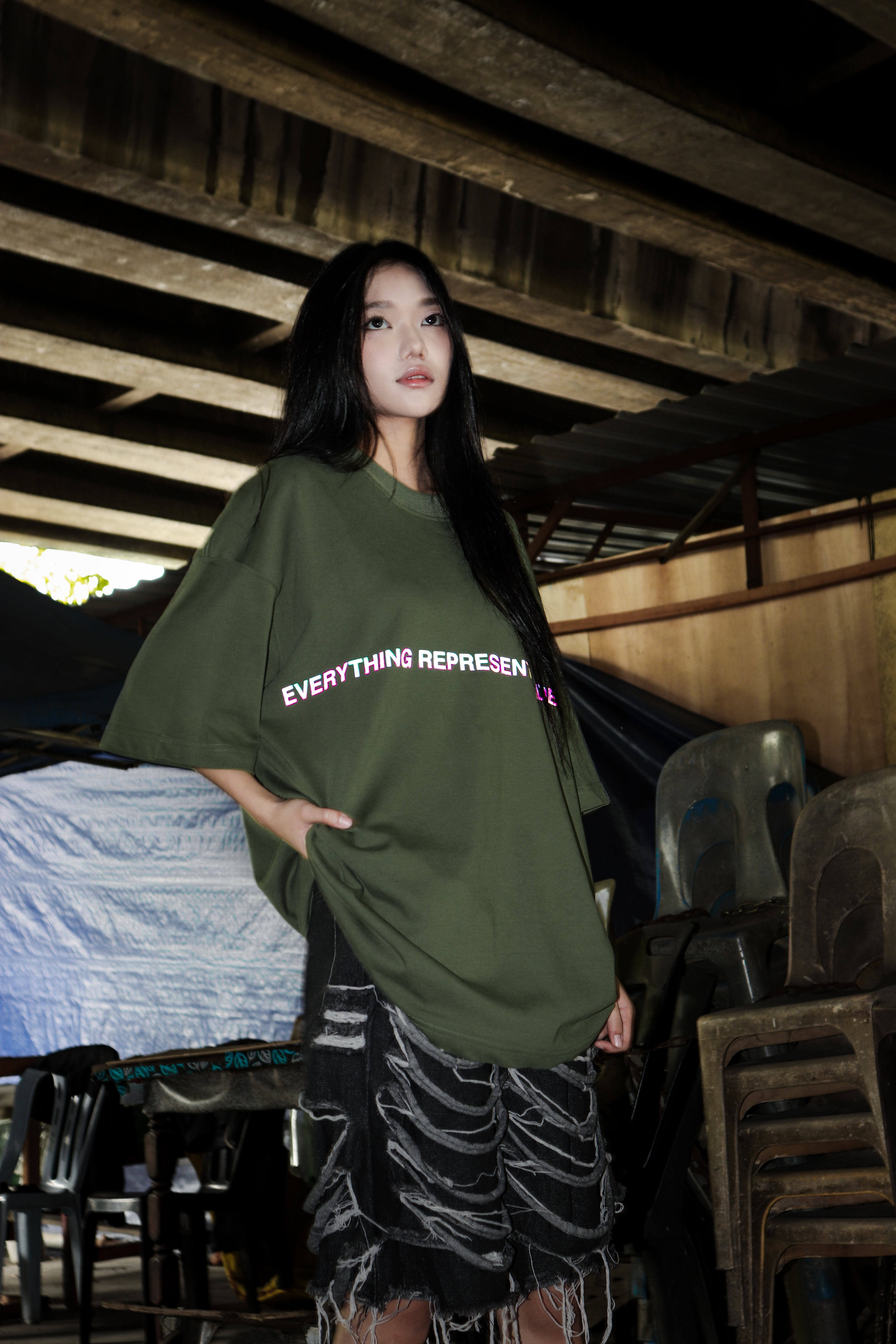 SS25 Rainbow Essential Tee Army