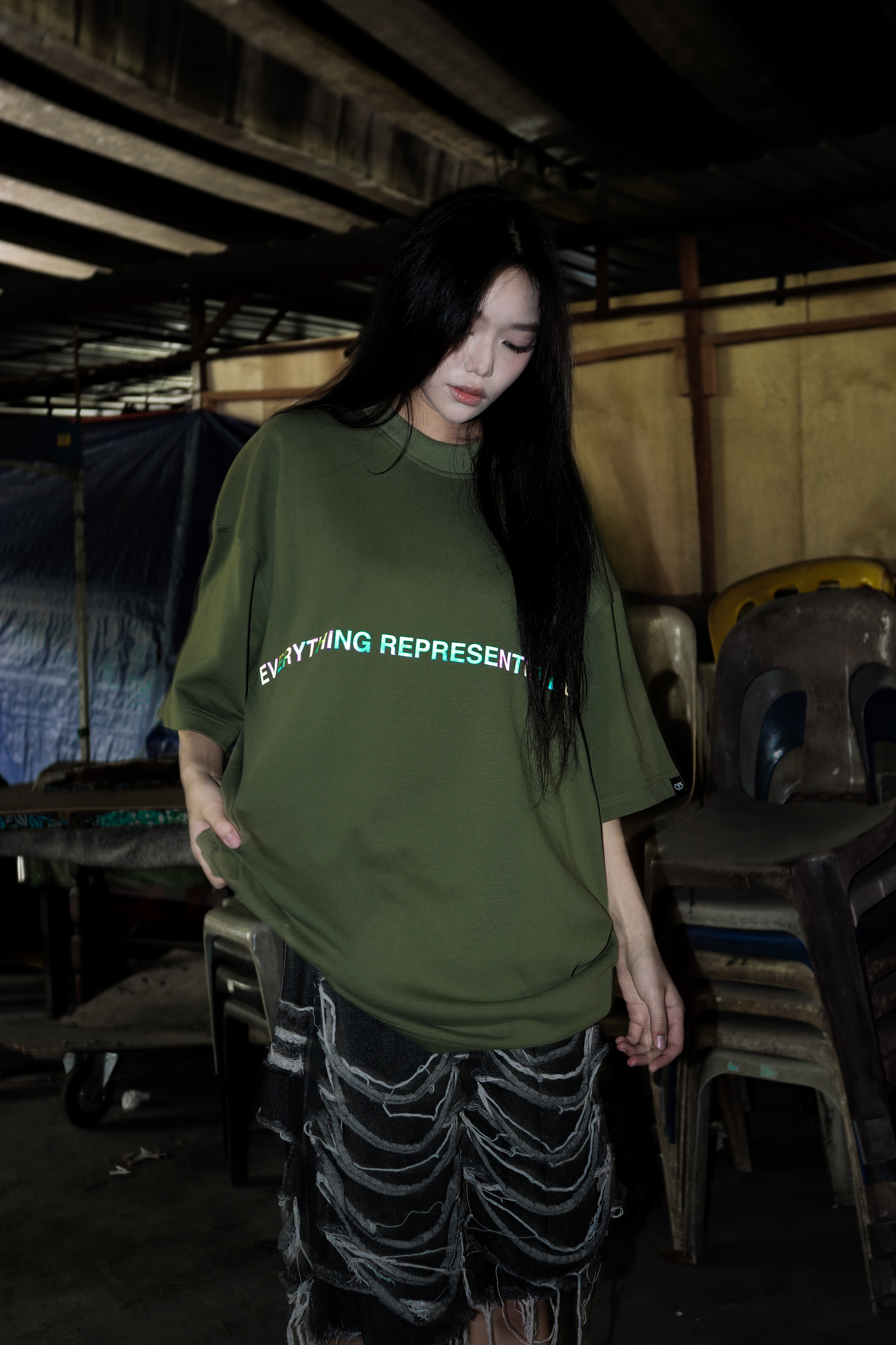 SS25 Rainbow Essential Tee Army