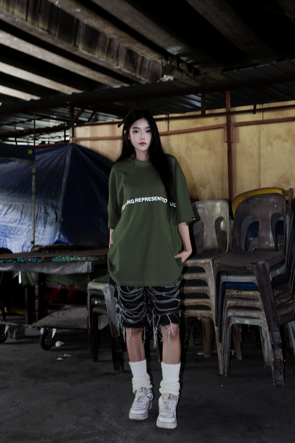 SS25 Rainbow Essential Tee Army