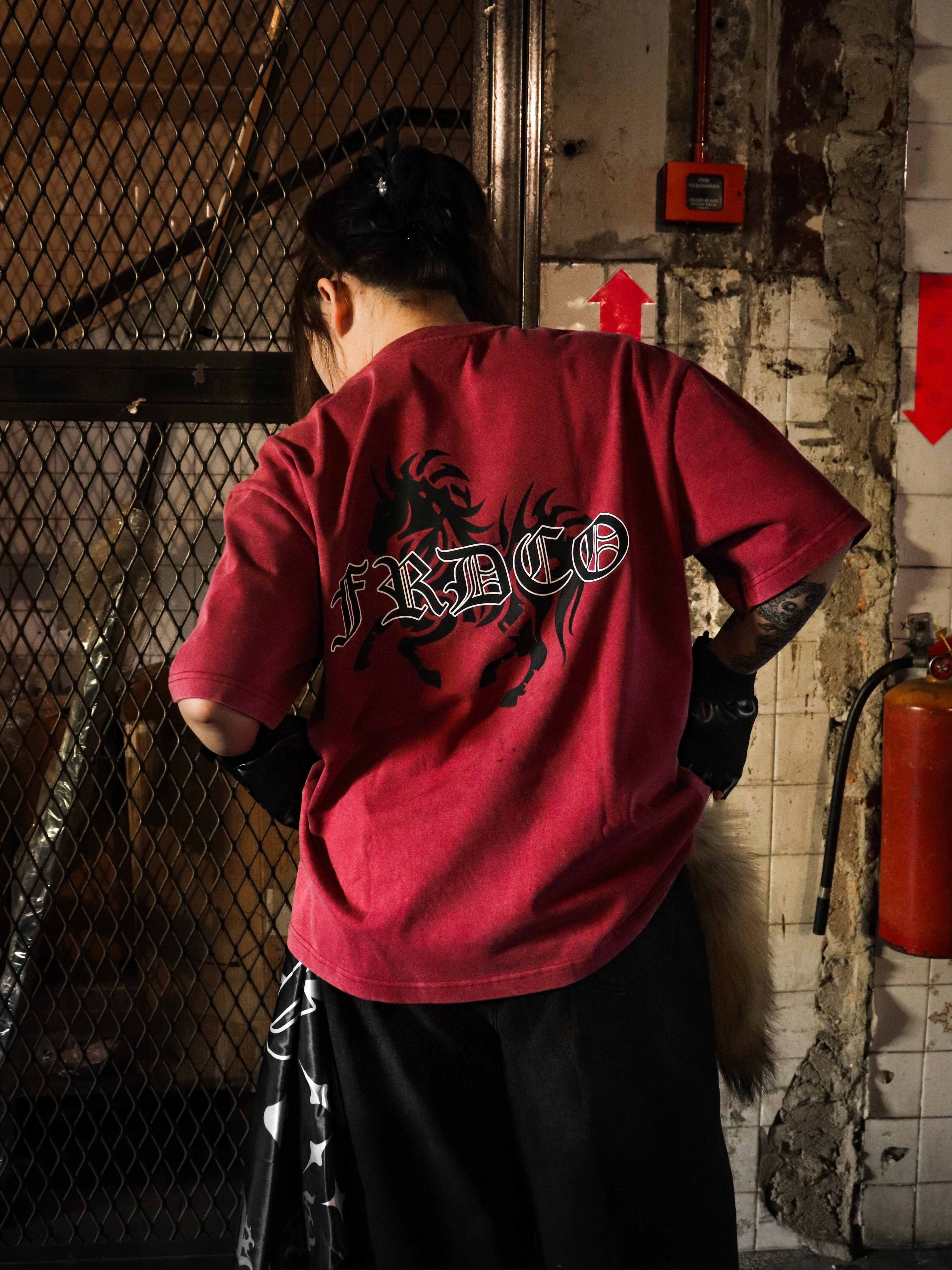 Horse EMP Washed Tee Red