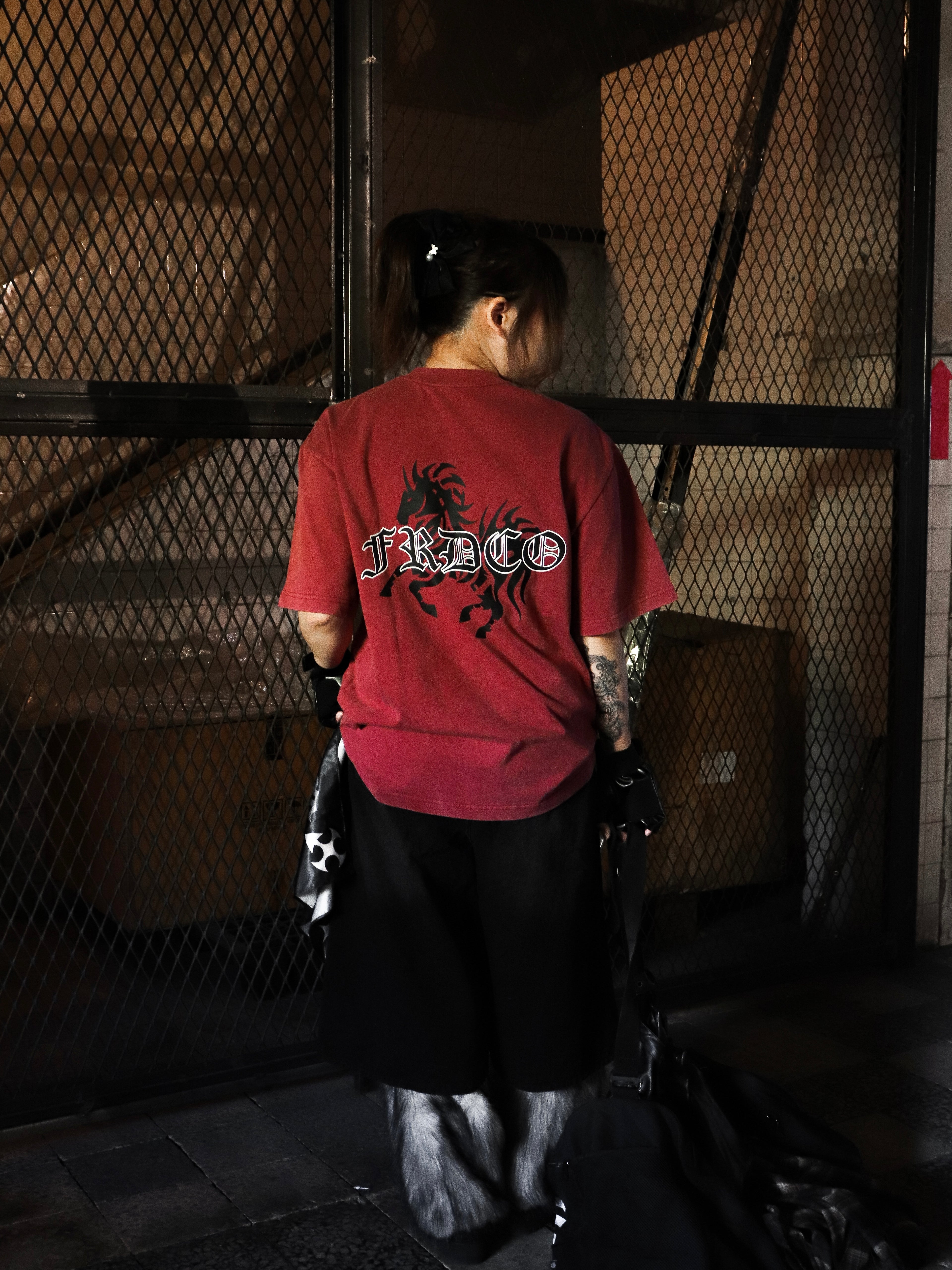 Horse EMP Washed Tee Red